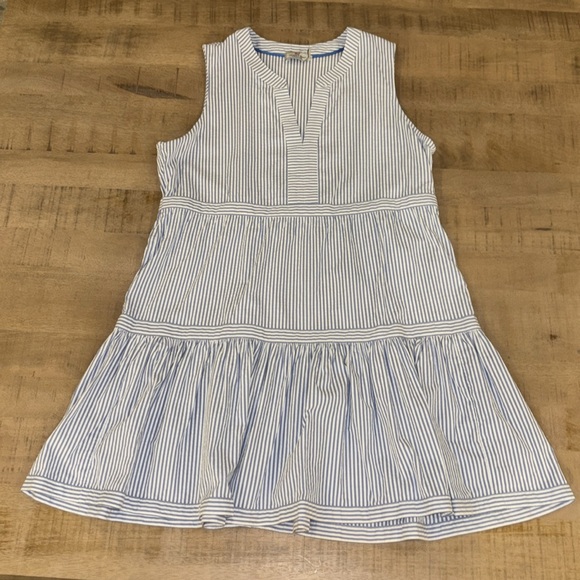 Vineyard Vines Blue & White Striped Seersucker Preppy Summer Dress Large - Picture 2 of 5
